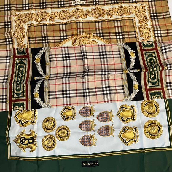 Burberry Vintange Multi-Print Panellef Scarf Green - Picture 4 of 7